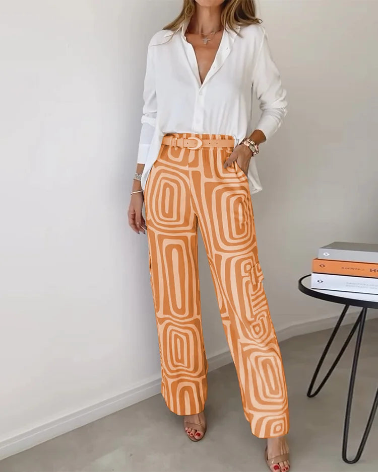 GeoMuse™ Retro Wide-Leg Trousers
