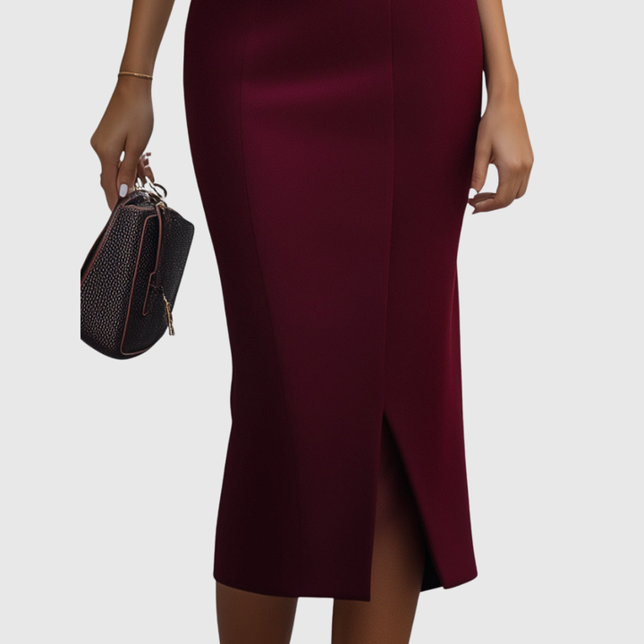 Ruby | Burgundy Sleeveless Midi Dress