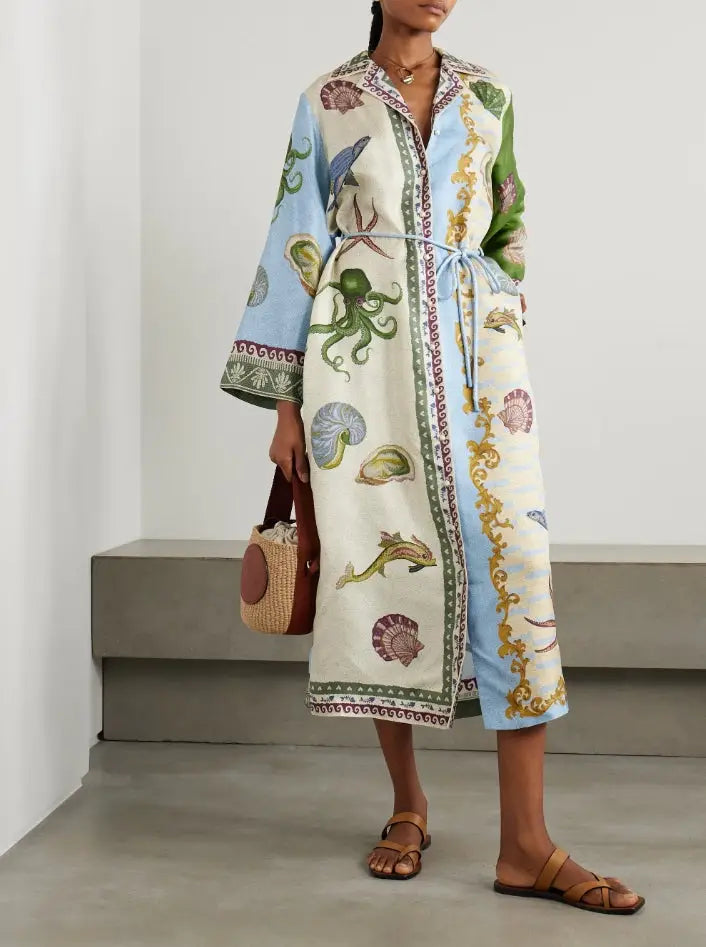Sirena™ Coastal Print Robe Dress