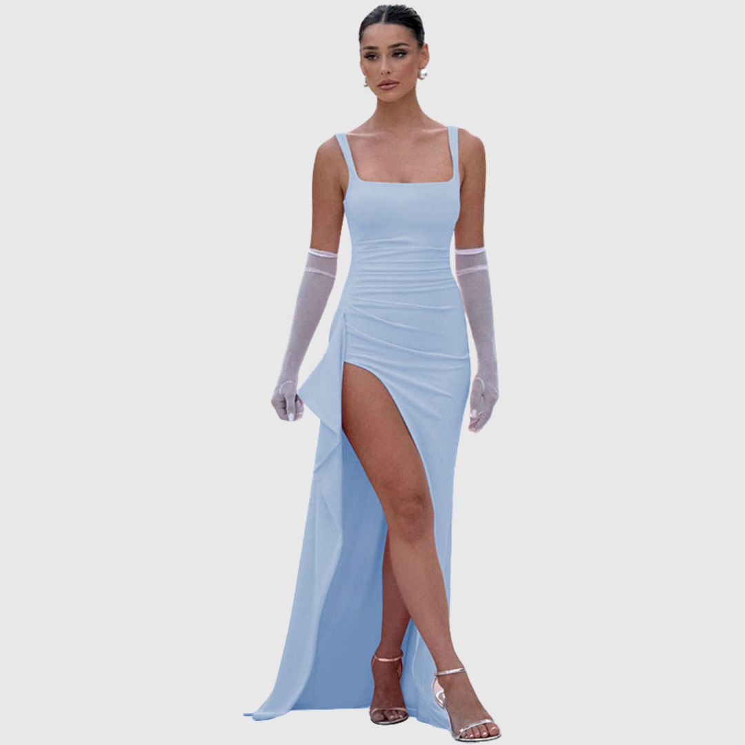 Cell | Elegant Formal Slip Maxi Dress with Open Back