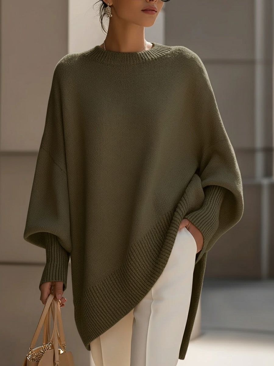 Velourisse™ Draped Asymmetric Sweater