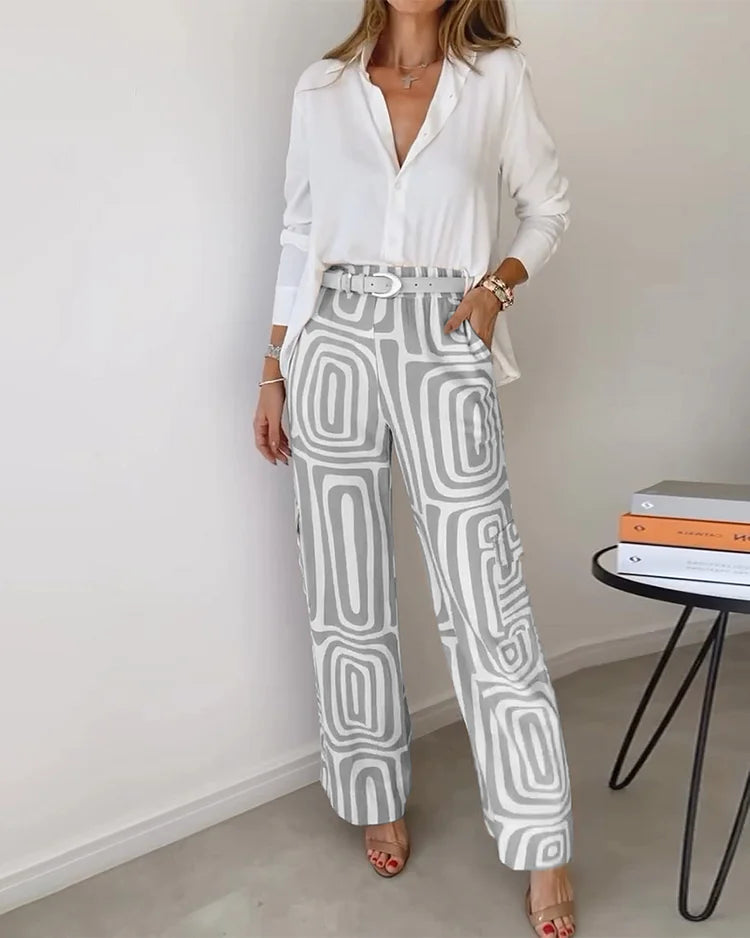 GeoMuse™ Retro Wide-Leg Trousers
