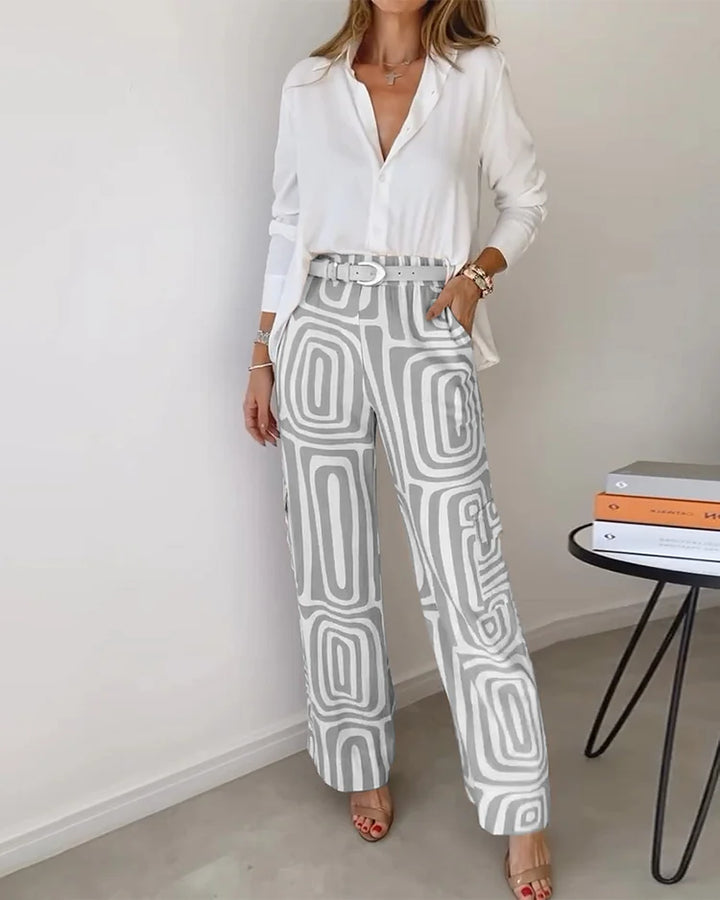 GeoMuse™ Retro Wide-Leg Trousers