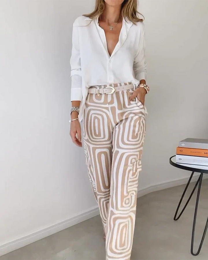 GeoMuse™ Retro Wide-Leg Trousers