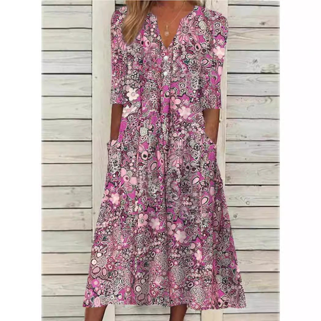 Blossaria™ Floral Midi Dress