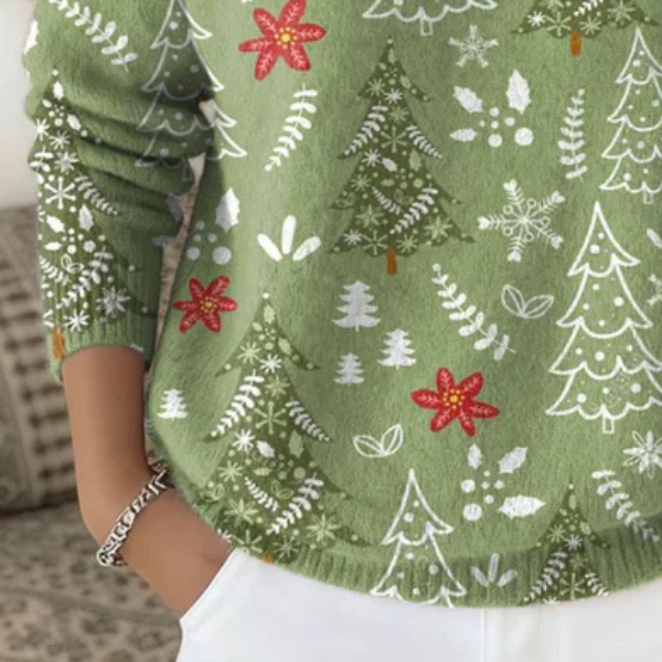 Samantha | Christmas Floral Turtleneck